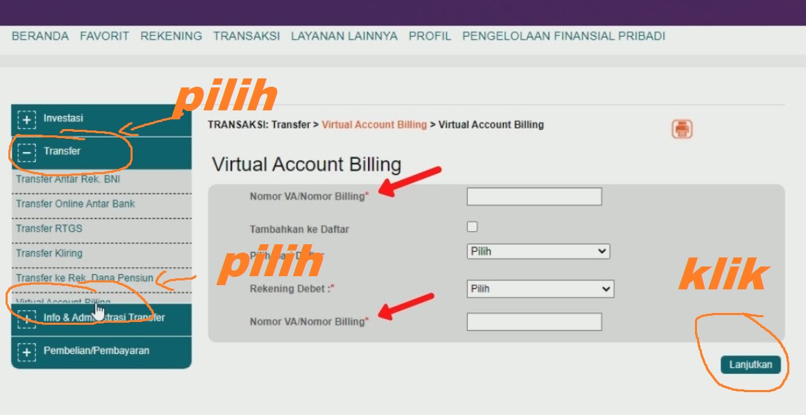Cara Top Up OVO Via BNI Internet Banking (BNI i-Bank Personal)