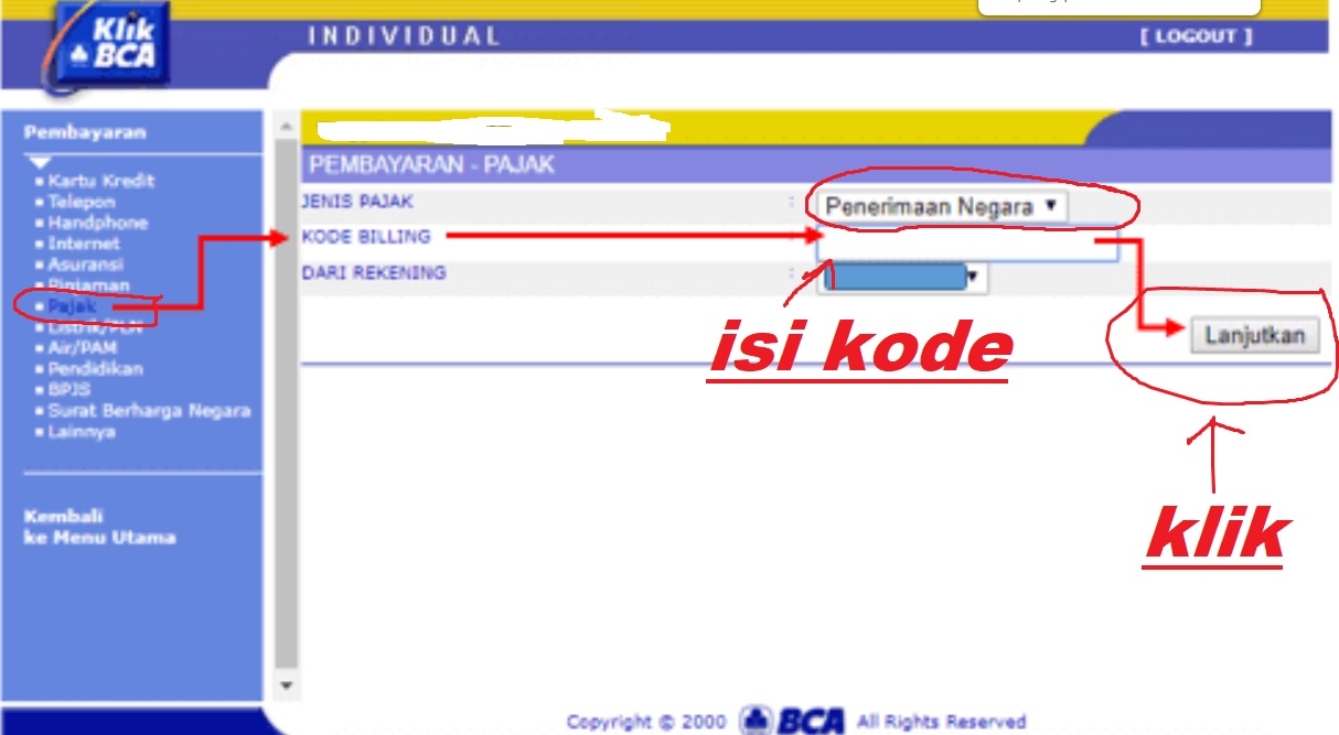Cara bayar Pajak Motor Lewat Internet Banking BCA (klikBCA)