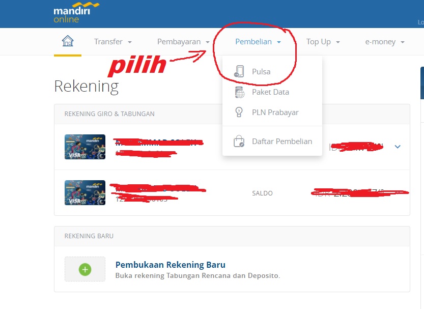 Cara Beli Pulsa Lewat Internet Banking Mandiri