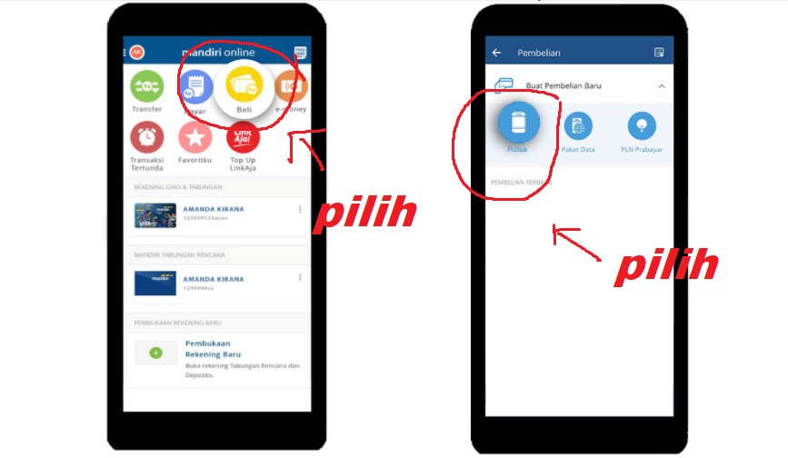 Cara Beli Pulsa Lewat Mandiri Mobile (Mandiri Online)