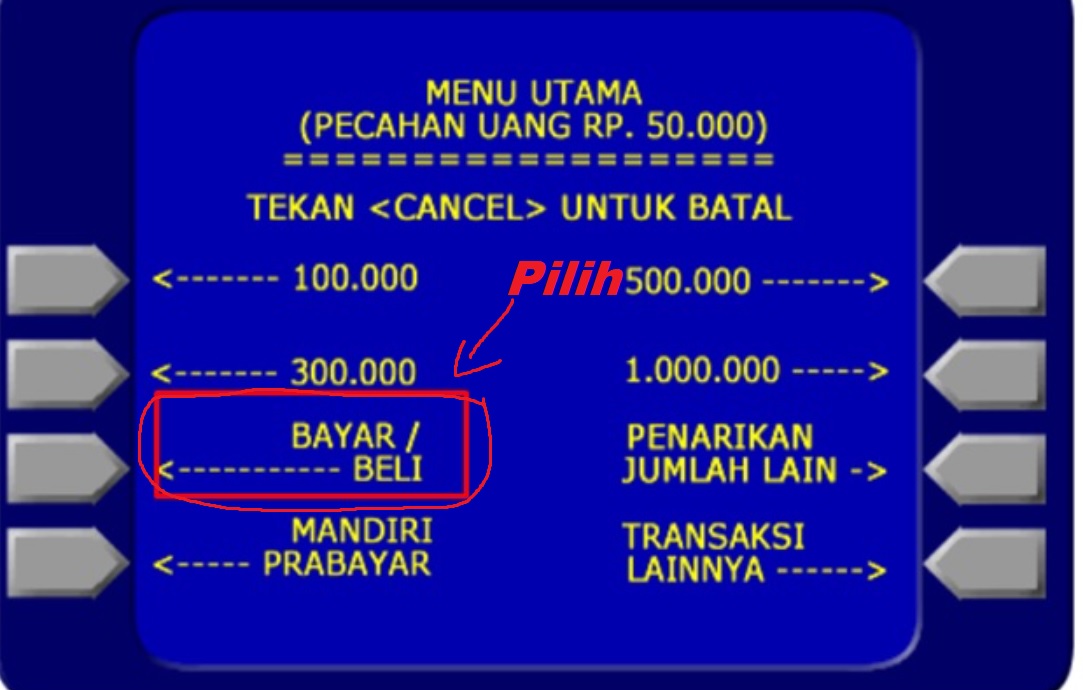 Cara Beli Pulsa lewat ATM Mandiri