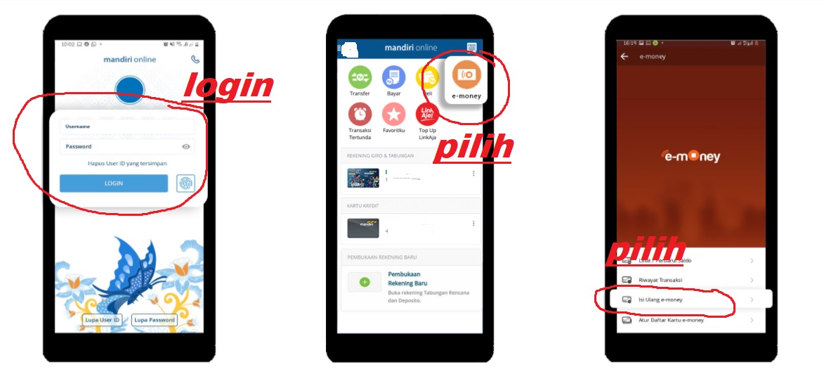 Cara Isi E-Money Via Mandiri Mobile