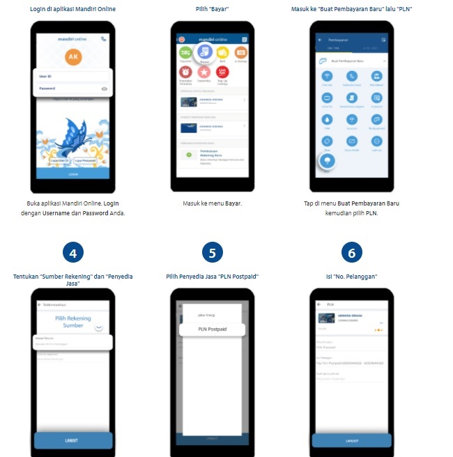 cara bayar listrik pasca baya lewat mandiri mobile
