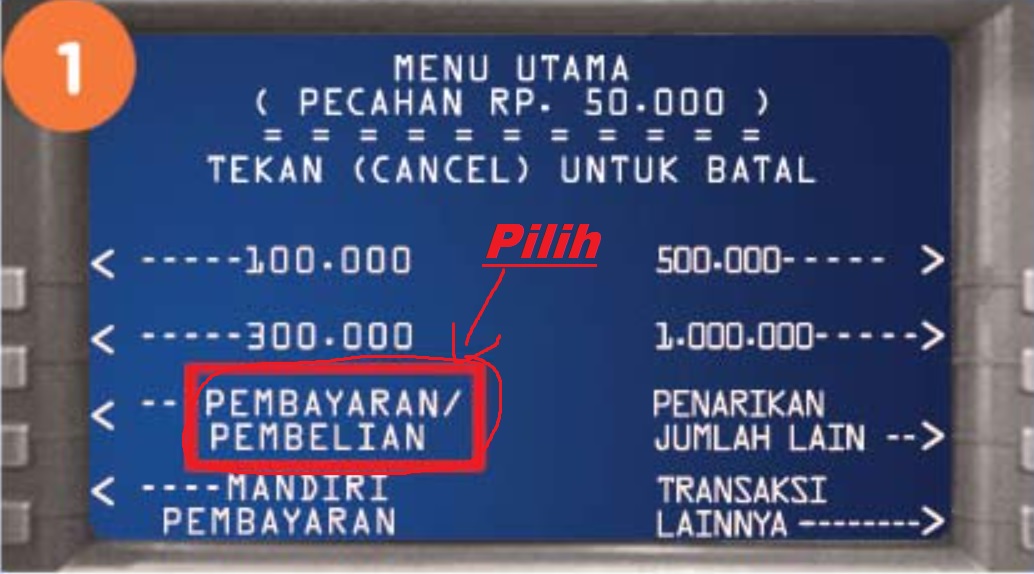 Cara Bayar Virtual Account Mandiri lewat ATM Mandiri