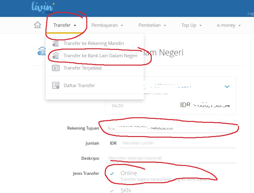 Cara transfer Mandiri ke BCA lewat Internet Banking