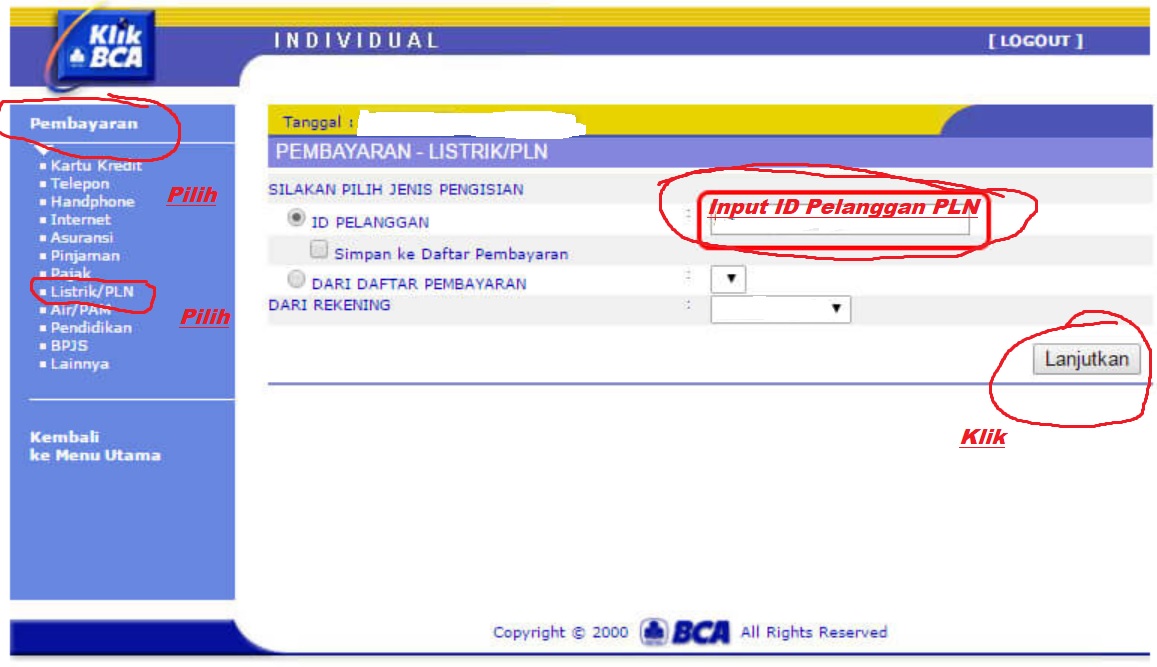 Cara Bayar Listrik PLN Pascabayar Via Internet Banking BCA (KlikBCA)