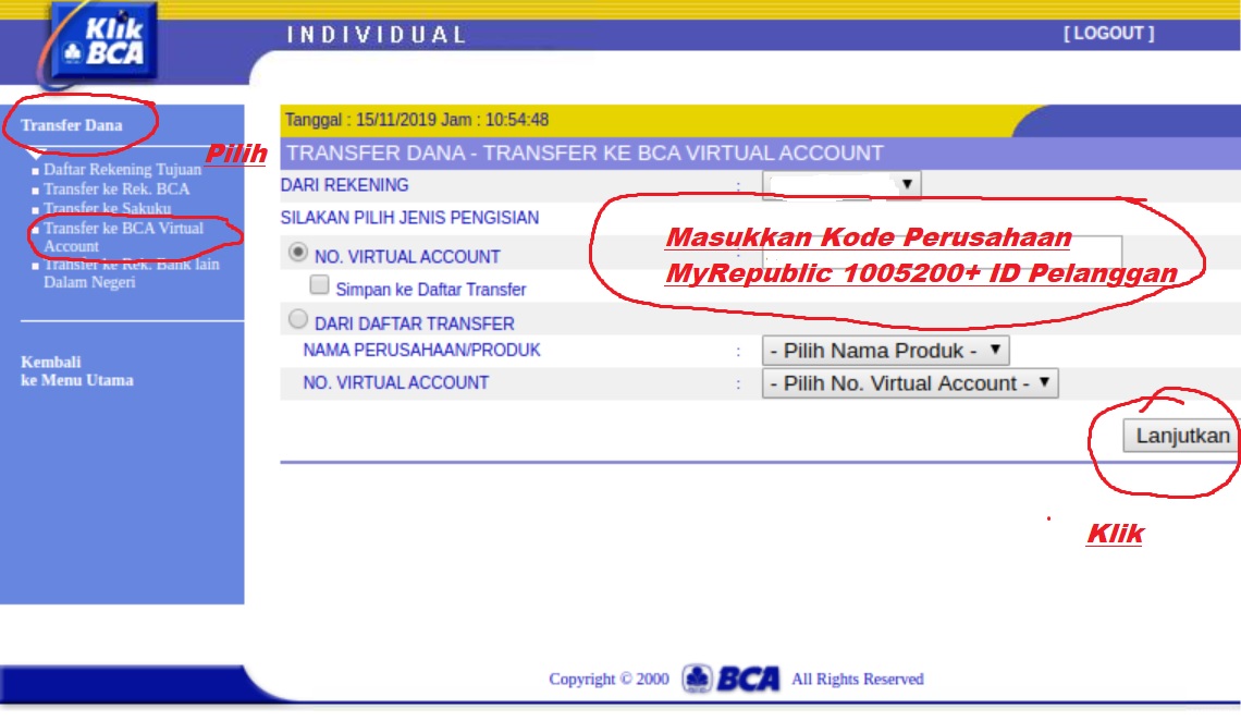 Cara Bayar MyRepublic Via Internet Banking BCA (KlikBCA)