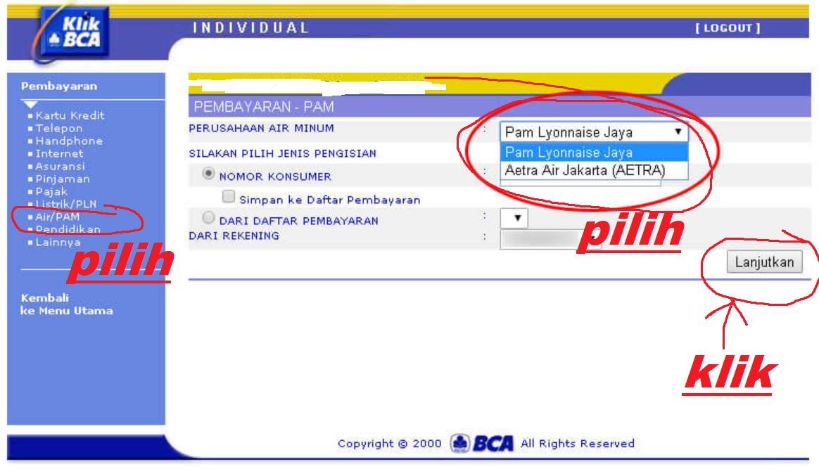 Cara Bayar PDAM Lewat Internet Banking BCA (KlikBCA)