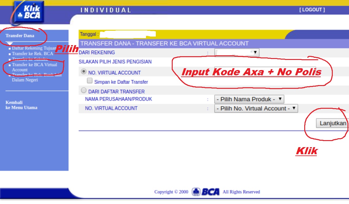 Cara Bayar Premi AXA Lewat Internet Banking BCA (KlikBCA)