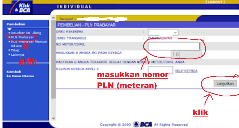 Cara Isi Token Listrik via Internet Banking BCA