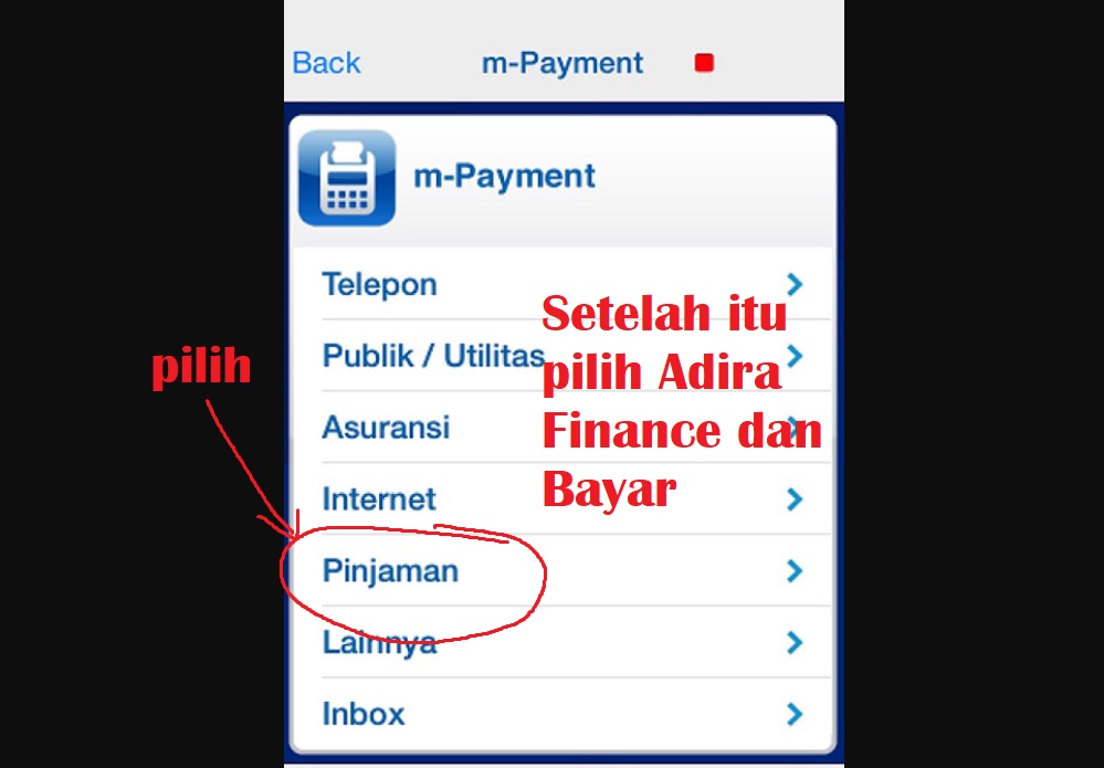 Cara bayar Adira lewat Mobile BCA Tinggal Klik