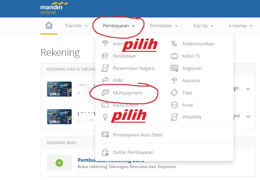 Cara bayar Oriflame via Internet Banking Mandiri