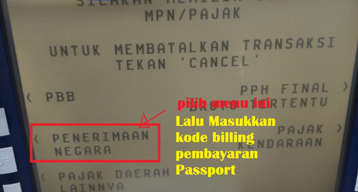Cara bayar Passport Lewat ATM BCA Mudah