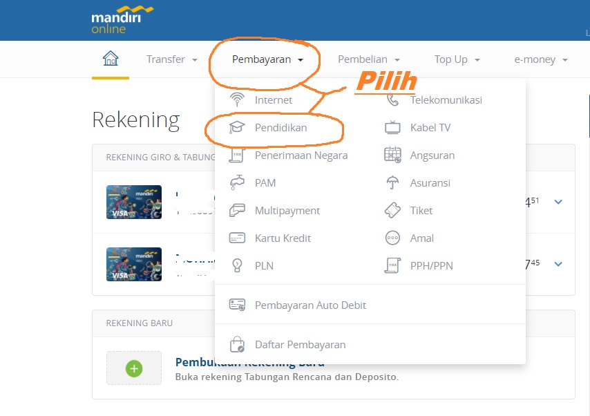 Cara Bayar UTBK via Internet Banking Mandiri