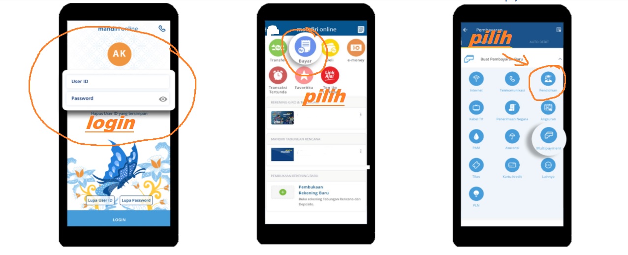 Cara Bayar UTBK via Mandiri Mobile