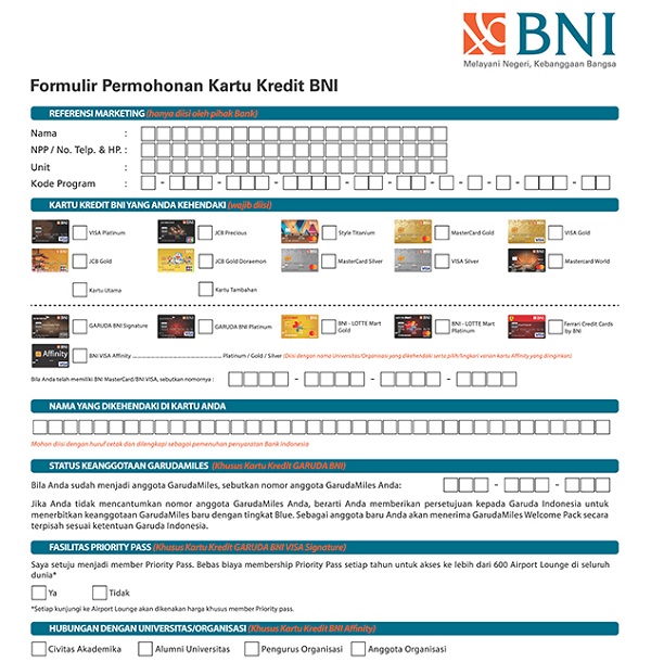  Cara Daftar Buat Kartu Kredit Bank BNI 