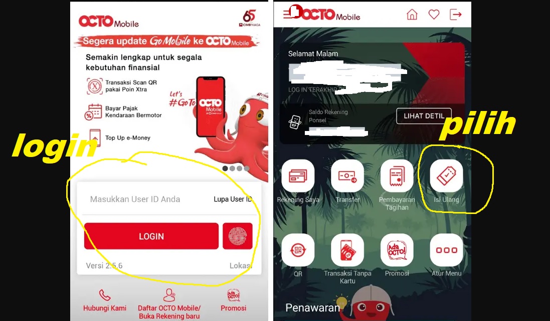 Cara Isi OVO Lewat OCTO Mobile CIMB Niaga (Mobile Banking)