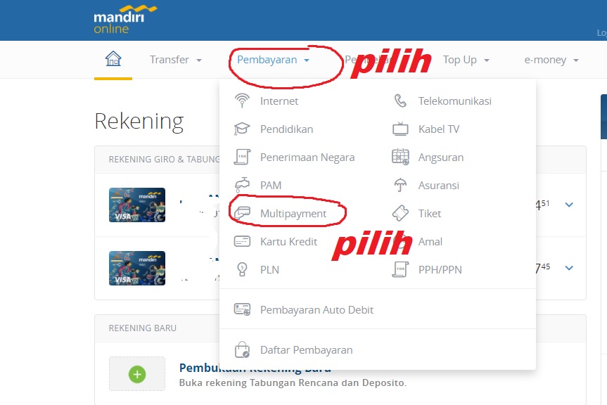 Cara Isi Ovo Via Internet Banking Mandiri (i-Banking Mandiri)
