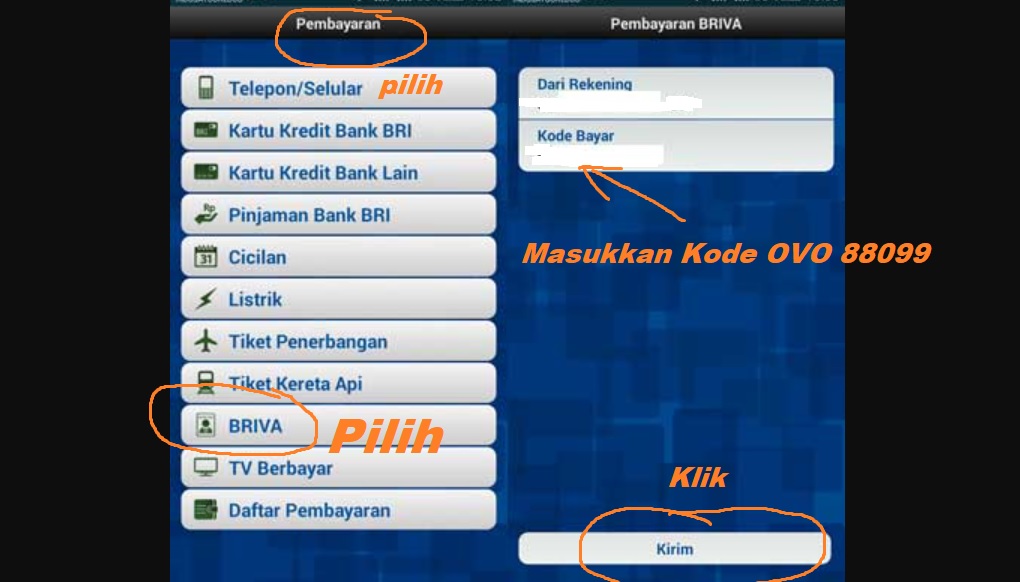Cara Top Up OVO Lewat BRI Mobile (Mobile Banking BRI)