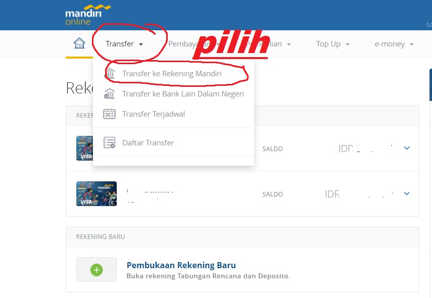 Cara Transfer Uang Lewat Internet Banking Mandiri ke Rekening Mandiri