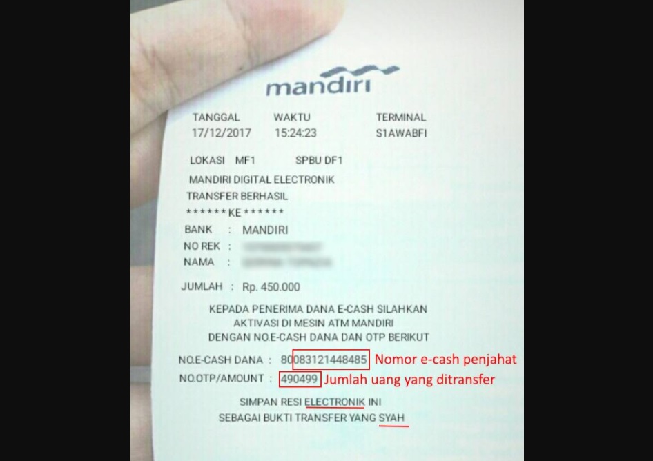 Ciri-ciri Bukti transfer Mandiri Palsu
