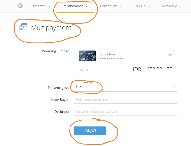 Cara Bayar Lazada Lewat Internet Banking Mandiri