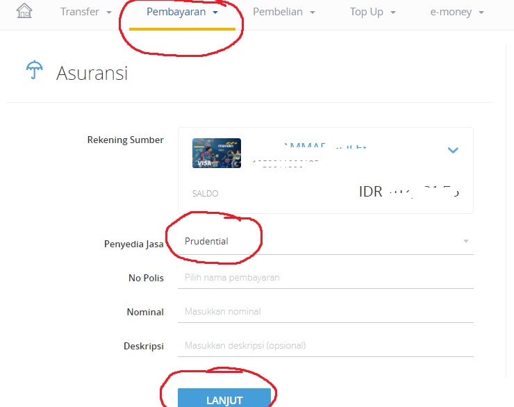 Cara Bayar Premi Prudential Lewat Internet Banking Mandiri