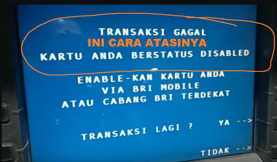 Kartu ATM BRI Disable