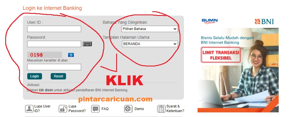 Transfer Uang dari BNI ke BCA dengan Internet Banking