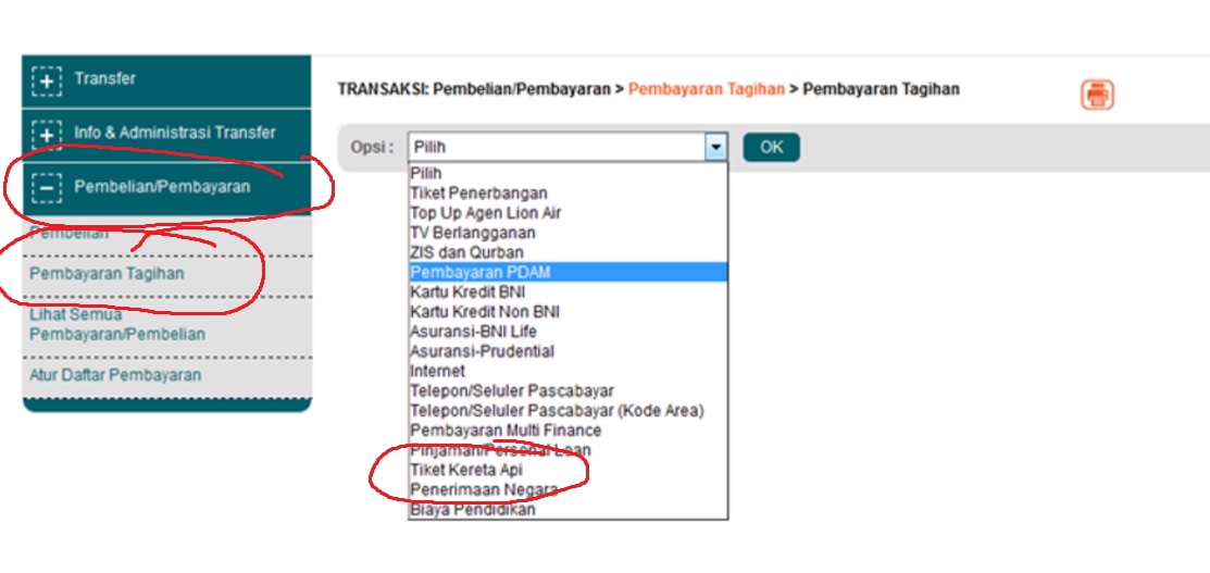 Bayar Tiket Kereta di Internet Banking BNI